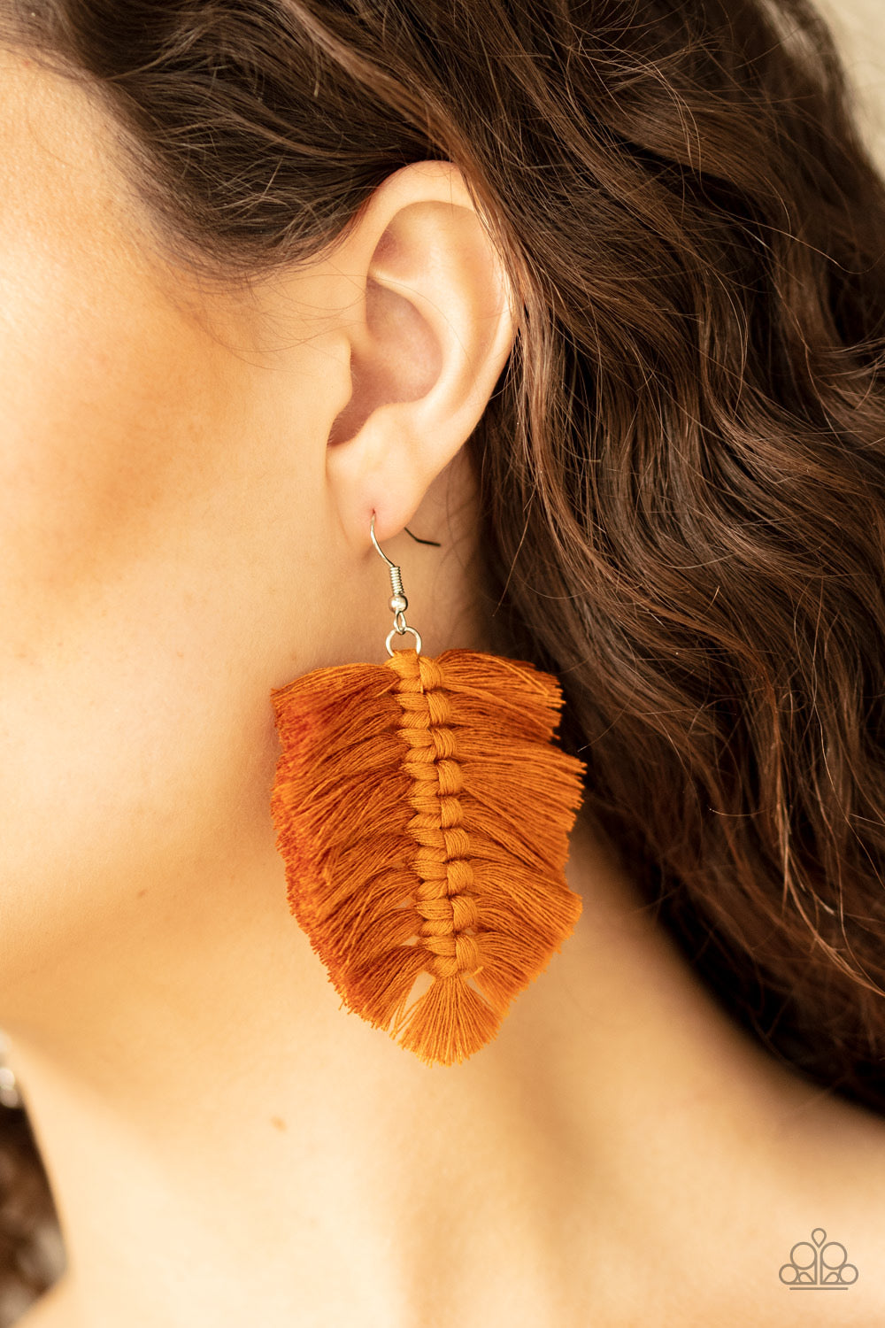 Paparazzi- Knotted Native Brown Earrings