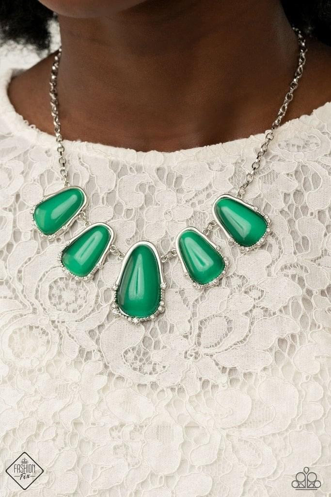 Paparazzi- Newport Princess - Green Necklace and Yacht Club Couture Green Bracelet Set