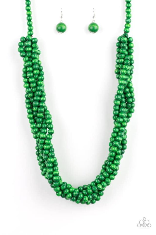 Paparazzi - Tahiti Tropic Green Necklace