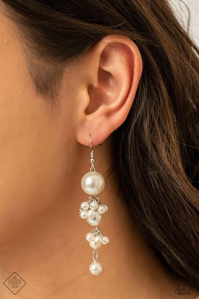 Paparazzi- Ageless Applique - White Earrings