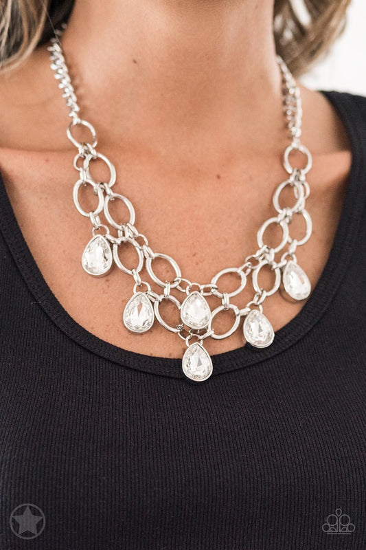 Paparazzi - Show-Stopping Shimmer Necklace Set-White Necklace